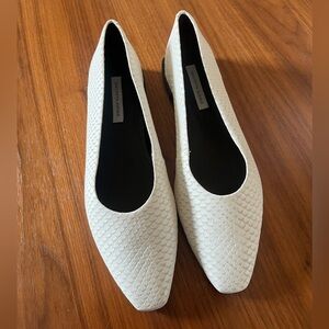 Saks Fifth Avenue Snake Cream Textured Flats